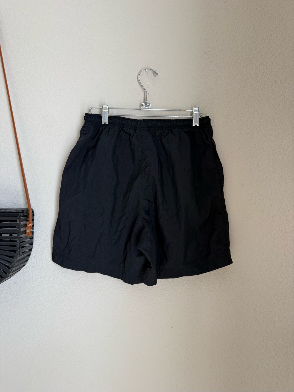 NIKE Black Nylon Swishy Drawstring Shorts, Size Medium - Picture 2 of 3